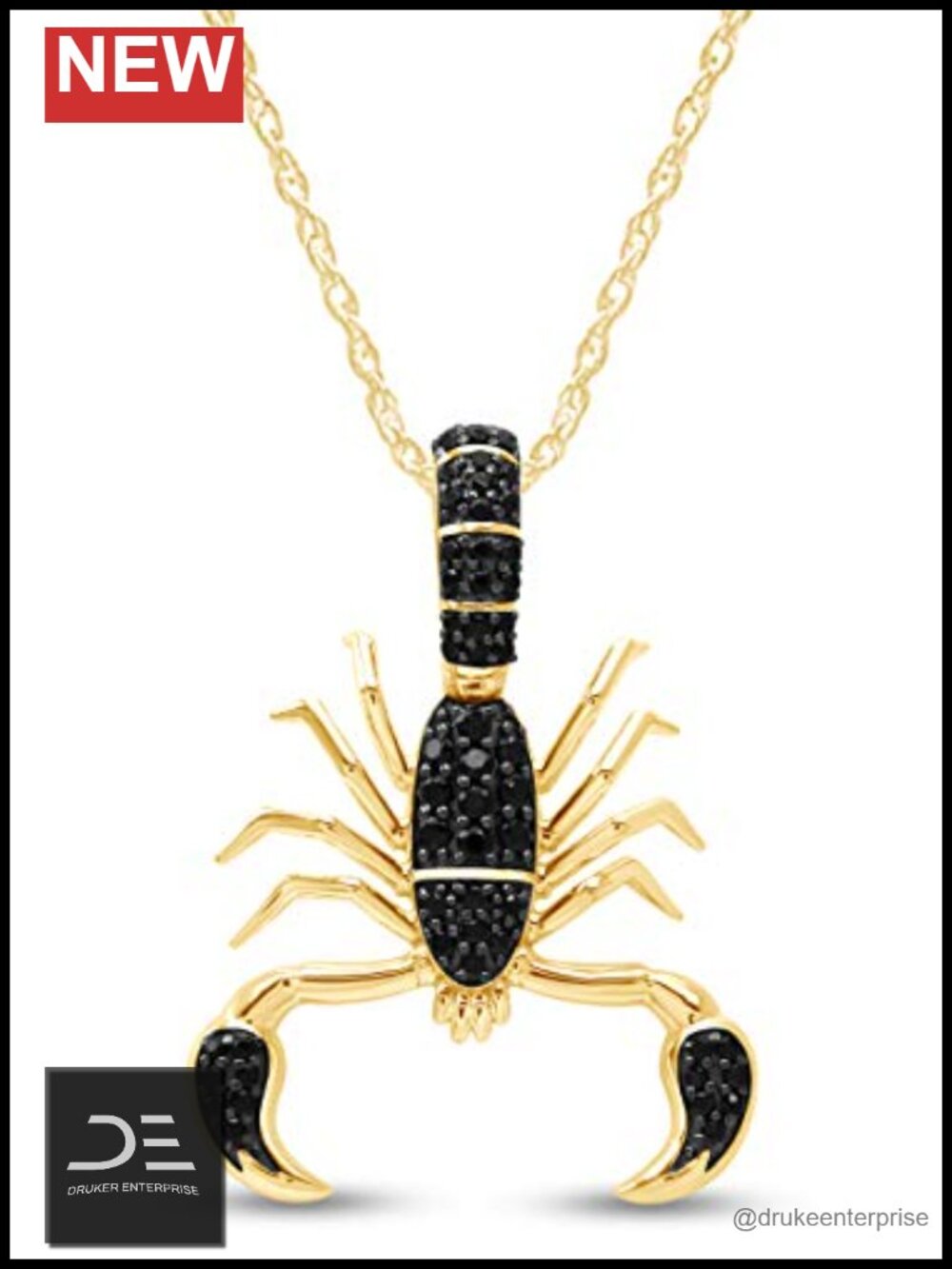 Sterling Silver Scorpion Pendant Necklace 14K Yellow Gold Over 18"